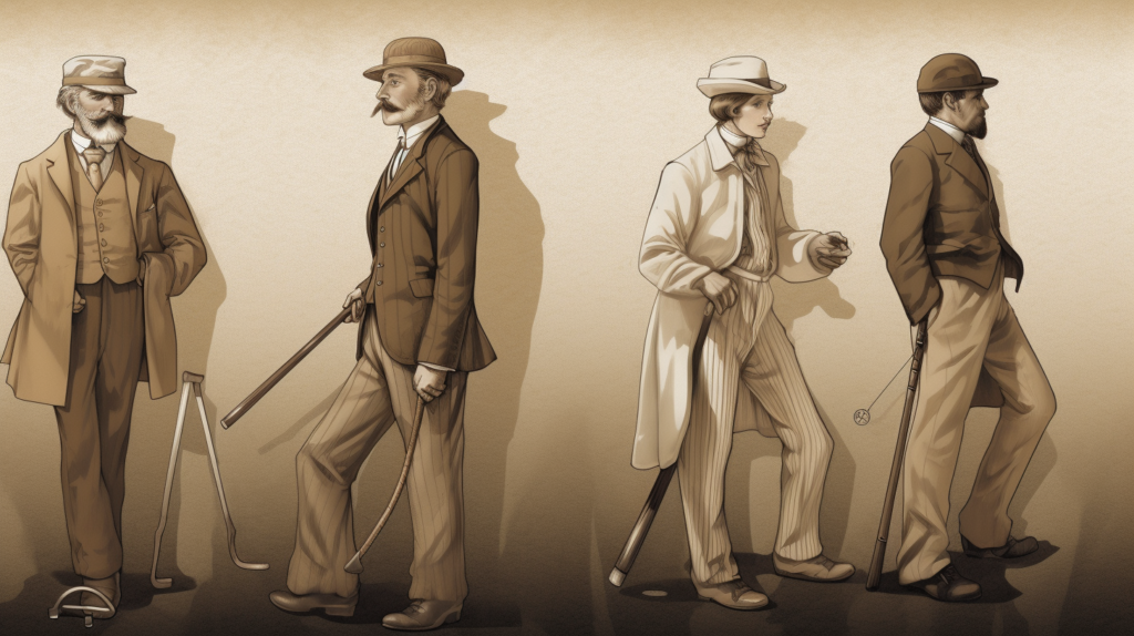 An insightful image portraying the historical essence of golf as a pastime for gentlemen in the 15th century. On one side, an aristocratic golfer in traditional attire embodies the exclusive nature of early golf culture. On the other side, a diverse group of contemporary golfers challenges the gendered preconceptions, symbolizing the sport's transition towards inclusivity. The image encapsulates the journey from an elitist, masculine domain to a more diverse and welcoming golfing community