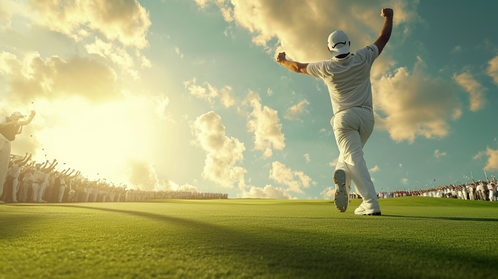 In the visual tale of golfing triumph, the journey to an albatross unfolds. The opening frame captures a golfer on the tee, poised for perfection. Only the most precise, fairway-bound drive sets the stage for the rare feat. The image shifts to the pivotal moment of the approach shot – a showcase of raw skill with a soaring iron or fairway wood, landing the ball on the green with eagle possibilities