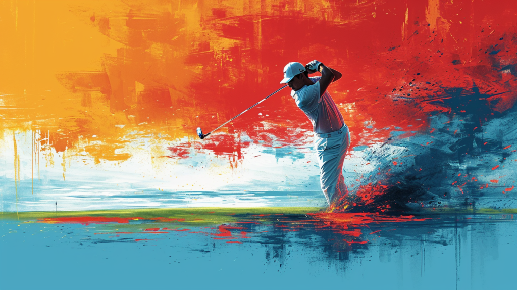 An evocative image illustrating the multi-faceted controversies surrounding LIV Golf. Elements of the golf world clash with geopolitical realities, depicting the tension between sports washing accusations, human rights concerns, and doubts about financial sustainability. The visual sparks reflection on the intersection of golf, ethics, and global influence, inviting viewers to contemplate the profound debates shaping the future of professional golf.
