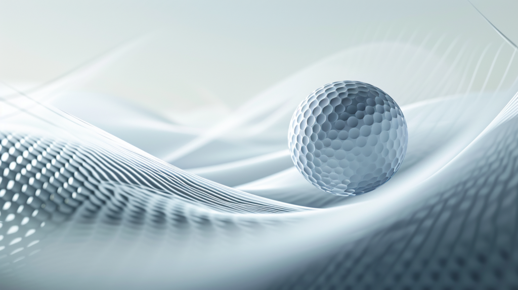 A golf ball suspended mid-air, adorned with an intricate dance of dimples that transform the surrounding airflow. The circular depressions create a streamlined surface, generating lift for an extended flight. As the ball soars, the dimples sculpt a turbulent boundary layer of air, allowing it to glide effortlessly. This visual representation encapsulates the science of aerodynamics, showcasing how dimples become the unsung heroes in ensuring a golf ball's smooth and efficient journey through the air