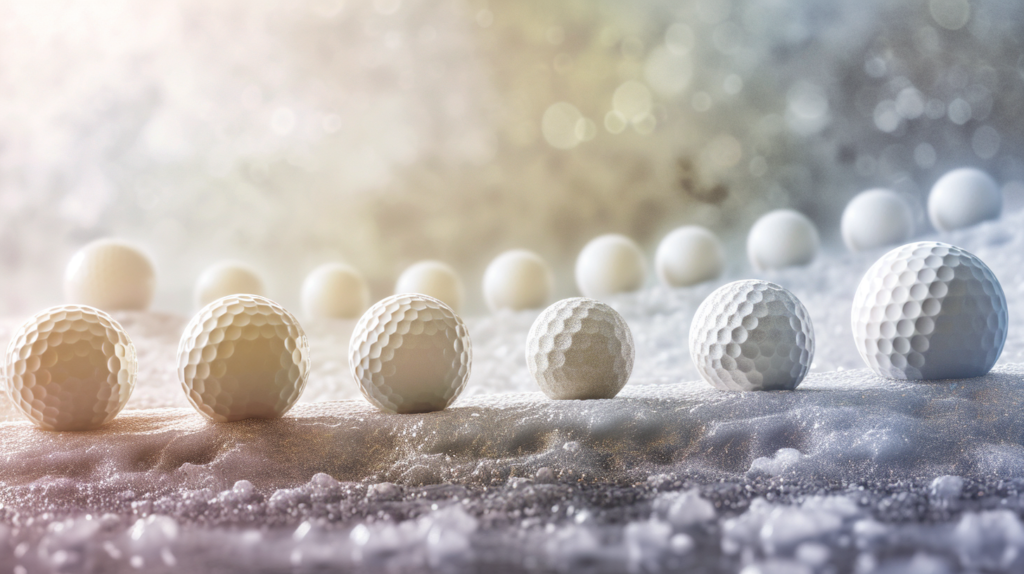 In this evocative image, a lineup of golf balls tells the tale of countless swings and rounds on the course. Each ball, with its unique scars of scuffing, cracks, and discoloration, serves as a visual guide to the signs outlined in the blog. The background hints at the golfing environment, reminding golfers of the connection between the wear on their trusted companions and the game itself. Just as the blog suggests, the subtle changes in appearance, from whites fading to yellow to the visible nicks on distance balls, are depicted here. This visual guide encourages golfers to discern when their golf balls have gracefully aged into a new phase, prompting thoughtful consideration for fresh replacements and an enhanced golfing experience