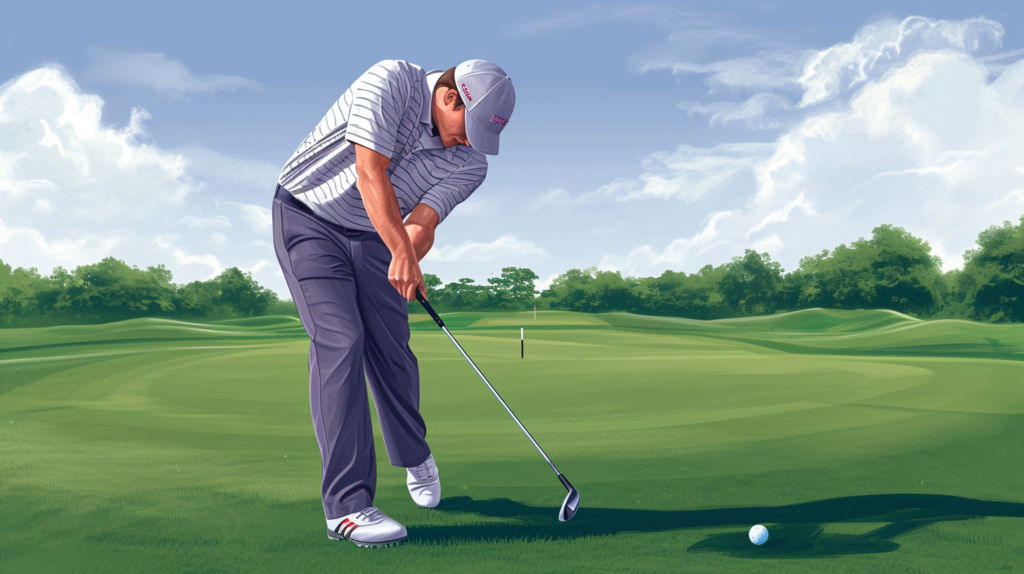 In this insightful image, a golfer stands on the verge of self-diagnosis, armed with knowledge to conquer common swing mistakes. Alignment sticks lay on the ground, aiding in the monitoring of swing path and wrist conditions. The golfer's focus is clear – avoiding slicing, hooking, topping, and other mis-hits through a meticulous analysis of their swing characteristics
