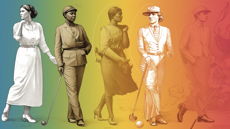 A compelling image capturing the ongoing challenges of gender equality in golf and sports overall. Scenes unfold with visual depictions of pay disparities, unequal sponsorship, and latent stereotyping of female athleticism, highlighting the subtler inequities that persist. The image conveys the incomplete progress in steering golf away from its exclusionary past towards equal representation. It emphasizes the importance of addressing systemic disparities and accelerating female participation alongside symbolic measures, showcasing that efforts to remedy entrenched imbalances will shape the future of golf more than abandoning antiquated abbreviations