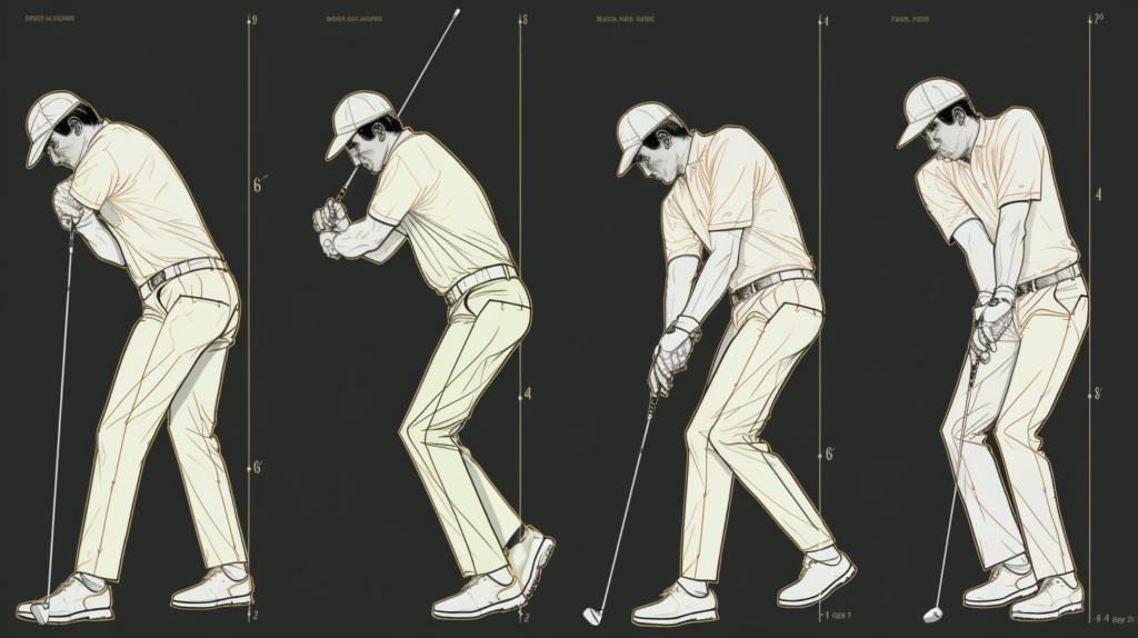 An illustrative image showcasing common mistakes in golf swings, capturing the various faults described in the blog. The golfer is depicted in positions that represent issues like an open clubface causing a slice, a closed clubface leading to hooks, steep attack angles resulting in hitting behind the ball, and aggressive hand use causing inconsistency. The image emphasizes the significance of recognizing and correcting these mistakes through proper fundamentals for achieving optimal driving capabilities. Alternative text: 'Illustration depicting common golf swing mistakes, including an open clubface causing a slice, a closed clubface leading to hooks, and other issues affecting shot outcomes. The image highlights the importance of correcting these faults through proper fundamentals for optimized driving capabilities